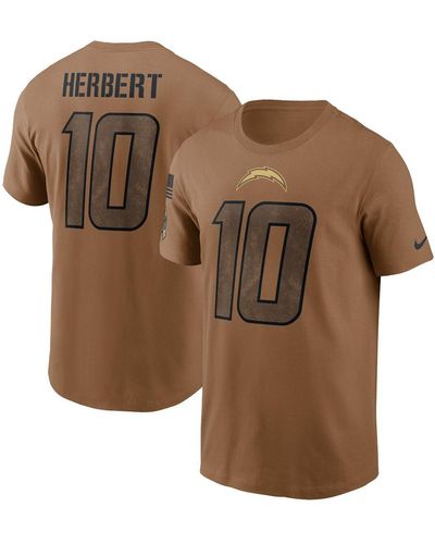 Nike Justin Herbert Distressed Los Angeles Chargers 2023 Salute To Service Name And Number T-shirt - Brown