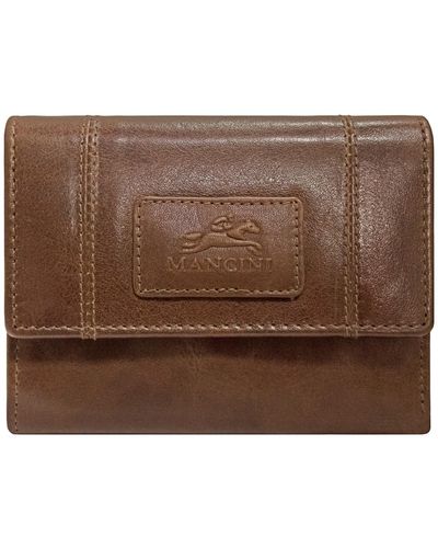 Mancini Casablanca Collection Rfid Secure Ladies Small Clutch Wallet - Brown