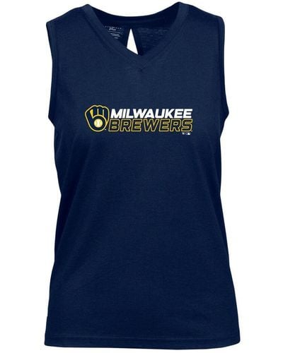 Levelwear Milwaukee Brewers Paisley Chase V-neck Tank Top - Blue