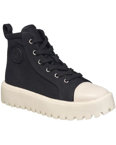 French Connection Angel High Top Lace-up Lug Sole Platform Sneakers - Black
