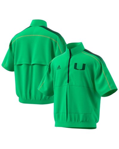 adidas Miami Hurricanes Miami Nights Strategy Half-zip Short Sleeve Jacket - Green