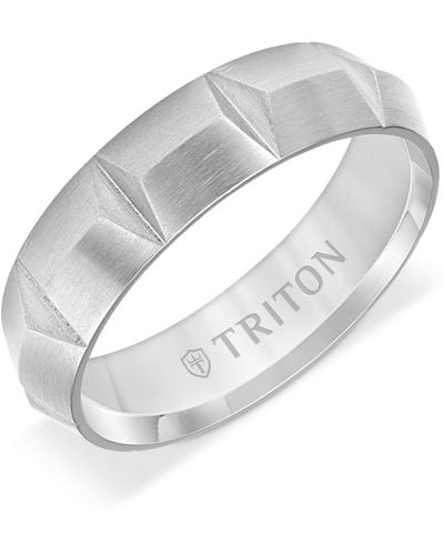Triton Carved Comfort Fit Wedding Band - White
