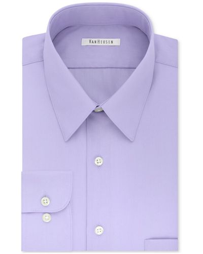 Van Heusen Big & Tall Classic/regular Fit Wrinkle Free Poplin Solid Dress Shirt - Purple