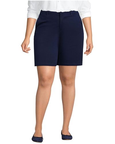 Lands' End Plus Size Classic 7" Chino Shorts - Blue