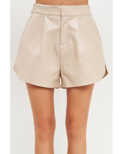 Grey Lab High-waisted Faux Leather Shorts - Natural