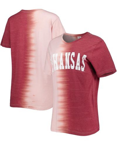 Gameday Couture Distressed Arkansas Razorbacks Find Your Groove Split-dye T-shirt - Red