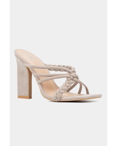 New York & Company Dalia Braided Strap Heel Sandals - Natural