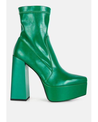 LONDON RAG Whippers Patent Pu High Platform Ankle Boots - Green