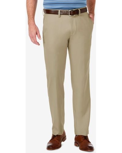 Haggar Cool 18 Pro Stretch Straight Fit Flat Front Dress Pants - Natural