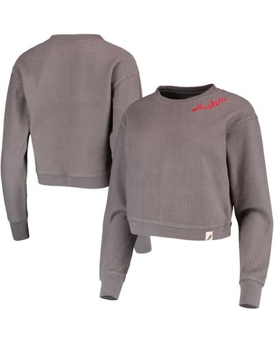 League Collegiate Wear Nebraska Huskers Corded Timber Cropped Pullover Sweatshirt - Gray