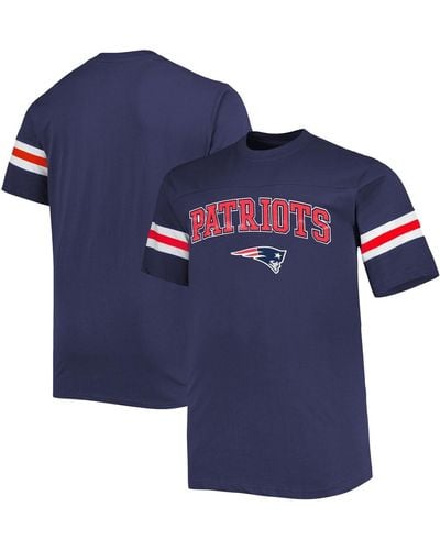 Profile New England Patriots Big And Tall Arm Stripe T-shirt - Blue