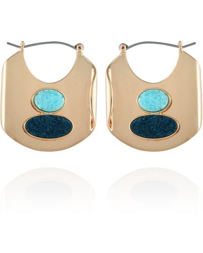 Vince Camuto 14k Gold-plated And Blue Oval Hoop Earring - White