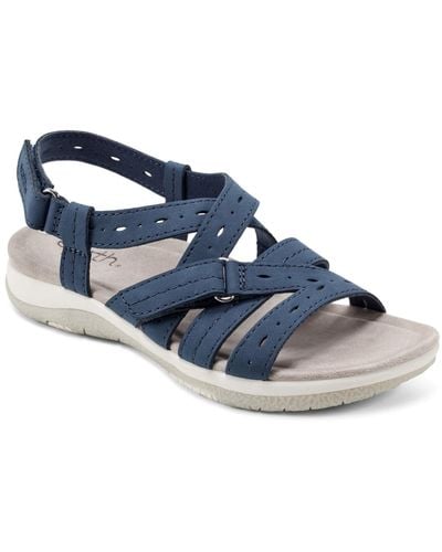 Earth Samsin Strappy Round Toe Casual Sandals - Blue