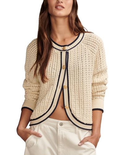 Lucky Brand Button-front Textured Sweater Jacket - Natural