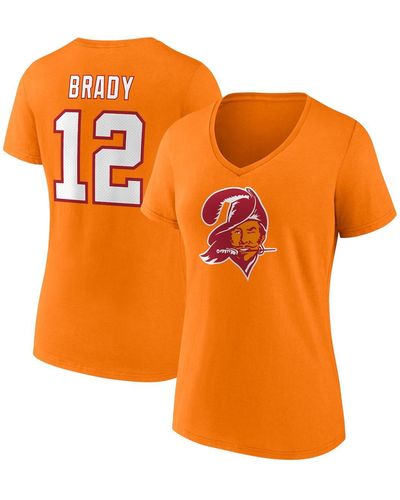 Fanatics Tom Brady Tampa Bay Buccaneers Throwback Player Icon Name And Number T-shirt - Orange