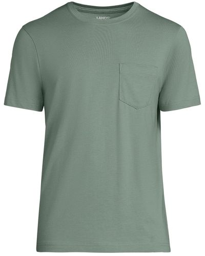 Lands' End Short Sleeve Cotton Supima Tee With Pocket - Green