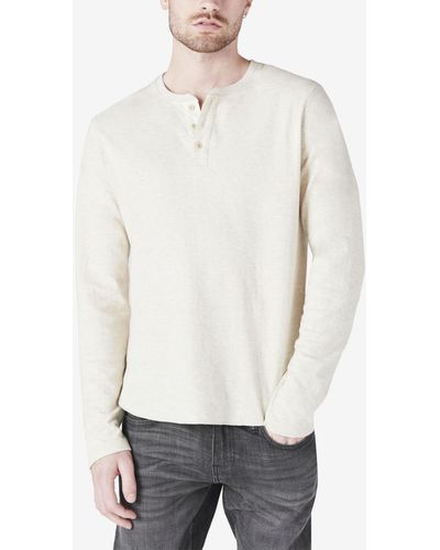 Lucky Brand Duo-fold Henley Long Sleeve Sweater - White