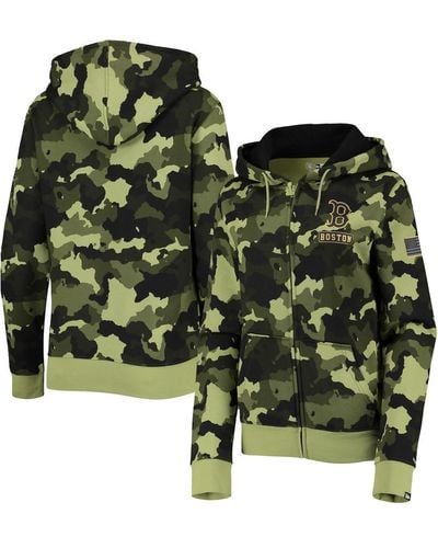 KTZ Boston Red Sox 2022 Mlb Armed Forces Day Camo Full-zip Hoodie - Green