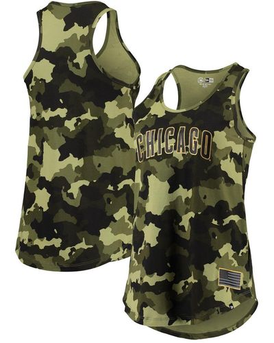KTZ Chicago Cubs 2022 Mlb Armed Forces Day Camo Racerback Tank Top - Green