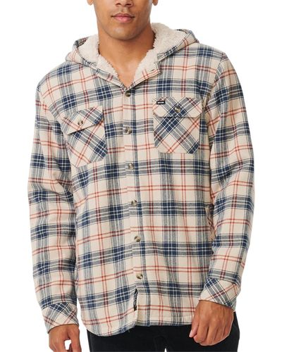 Rip Curl Shores Sherpa Lined Flannel Shirt - Gray