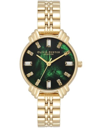 Olivia Burton Art Deco Gold-tone Bracelet Watch 30mm - Green