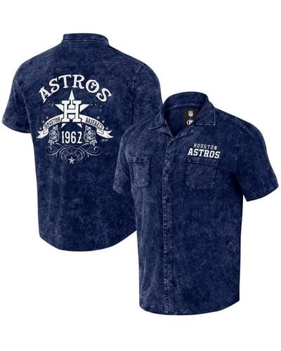Fanatics Darius Rucker Collection By Distressed Houston Astros Denim Team Color Button-up Shirt - Blue