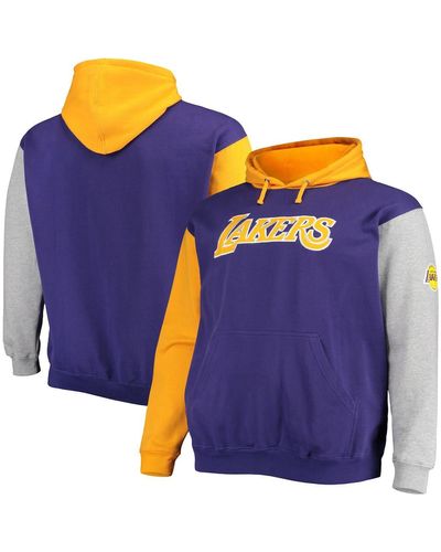 Fanatics Purple And Gold Los Angeles Lakers Big And Tall Double Contrast Pullover Hoodie - Blue