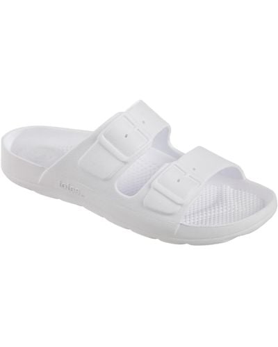 Totes Everywear Double Buckle Slides - White