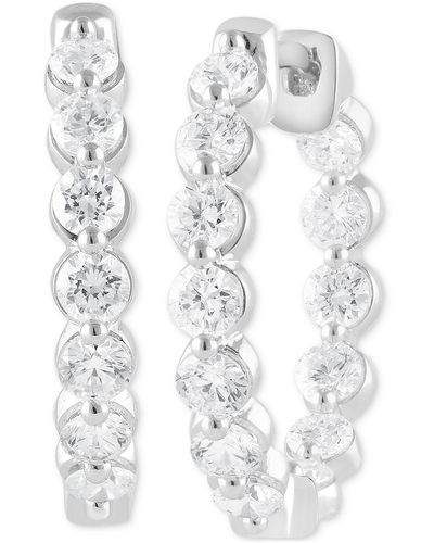Badgley Mischka Lab Grown Diamond Bezel In & Out Small Hoop Earrings (2 Ct. T.w. - White