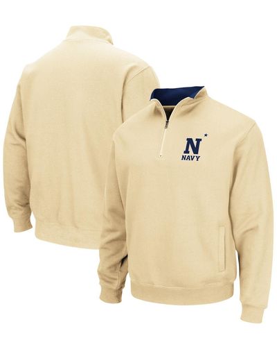 Colosseum Athletics Navy Midshipmen Tortugas Team Logo Quarter-zip Jacket - Natural