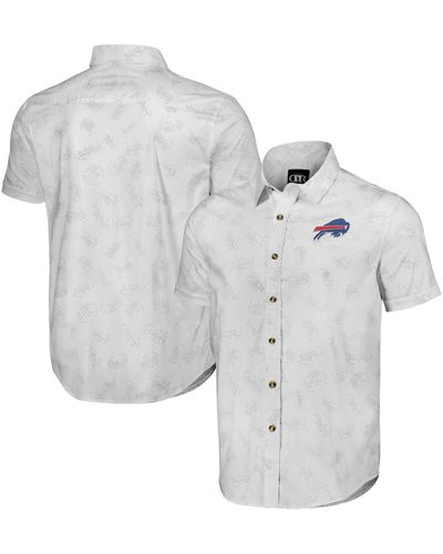 Fanatics Nfl X Darius Rucker Collection By Buffalo Bills Woven Short Sleeve Button Up Shirt - Gray