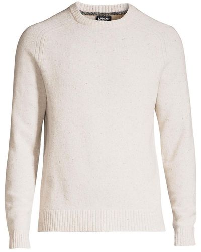 Lands End Long Sleeve Lambs Wool Crewneck Sweater in Blue for Men