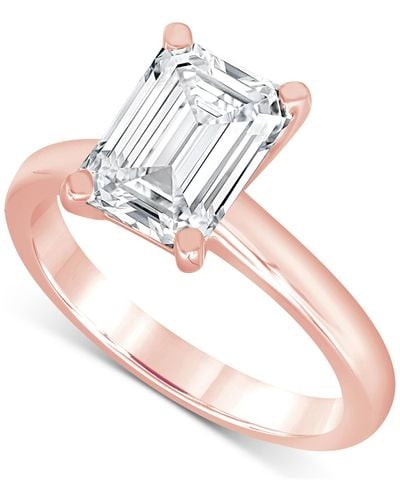 Badgley Mischka Certified Lab Grown Diamond Emerald-cut Solitaire Engagement Ring (5 Ct. T.w. - Pink
