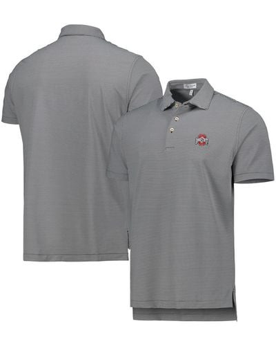 Peter Millar Ohio State Buckeyes Jubilee Striped Performance Jersey Polo Shirt - Gray