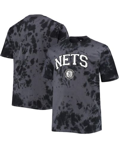 Profile Brooklyn Nets Big And Tall Marble Dye Tonal Performance T-shirt - Black