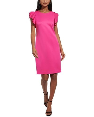Tommy Hilfiger Ruffle-sleeve Sheath Dress - Pink