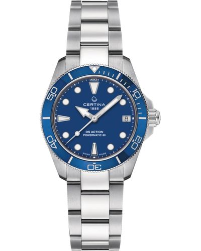 Certina Swiss Automatic Ds Action Stainless Steel Bracelet Watch 35mm - Blue