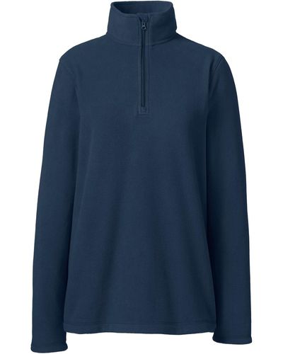 Lands' End School Uniform Lightweight Fleece Quarter Zip Pullover - Blue