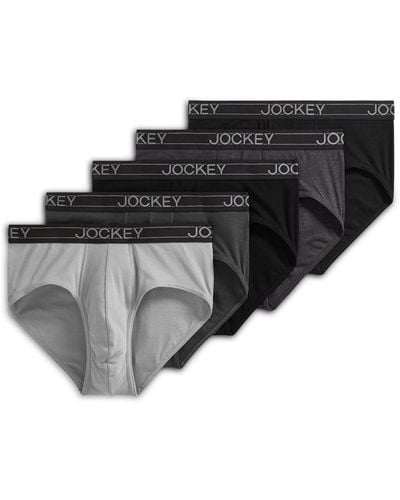 Jockey 5-pk. Lightweight Cotton-blend Logo Briefs - Black