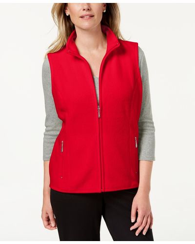 Karen Scott Zeroproof Fleece Vest - Red