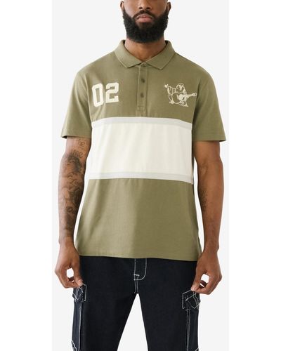 True Religion Short Sleeve Paneled Polo Shirt - Green