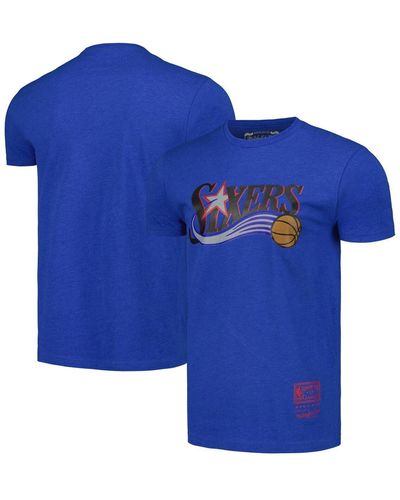 Mitchell & Ness And Philadelphia 76ers Hardwood Classics Mvp Throwback Logo T-shirt - Blue