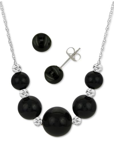 Macy's 2-pc. Set Black Onyx Statement Necklace & Matching Stud Earrings