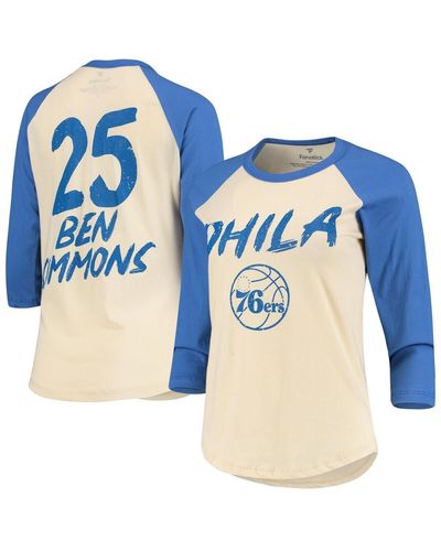 Fanatics Ben Simmons Philadelphia 76ers Raglan 3/4-sleeve T-shirt - Blue