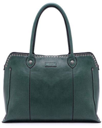 Old Trend Genuine Leather Soul Stud Satchel Bag - Green