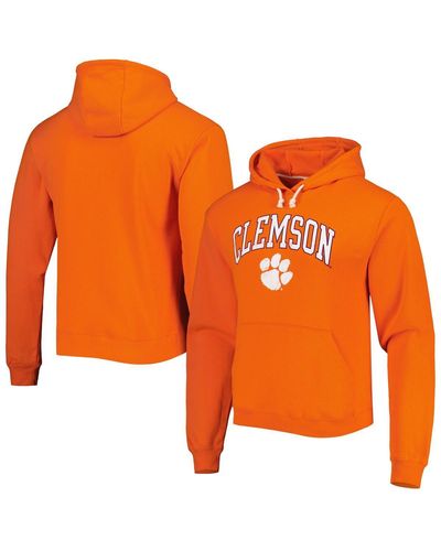 League Collegiate Wear Clemson Tigers Arch Essential Fleece Pullover Hoodie - Orange