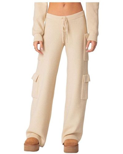 Edikted Wynter Knit Cargo Pants - Natural