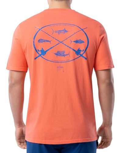 Guy Harvey Art Of Big Game Fishing Logo Graphic T-shirt - Orange