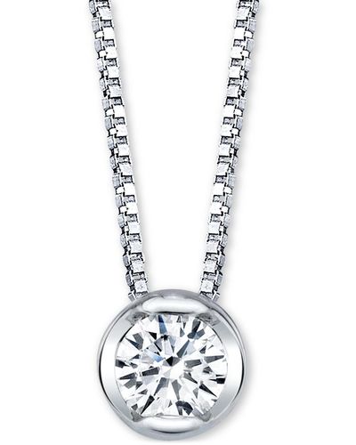 Sirena Diamond Bezel Solitaire 18" Pendant Necklace (1/10 Ct. T.w. - Metallic