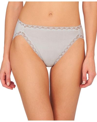 Natori Bliss Lace-trim Cotton French-cut Brief Underwear 152058 - Gray